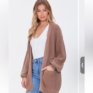 Pink forever 21 ribbed knit cardigan sweater featuring an open front brand new